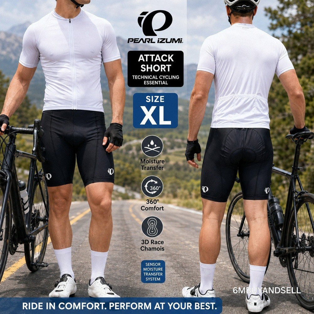 Pearl Izumi Men Attack Short Black Cycling Padded Bike Shorts 0190 XL New